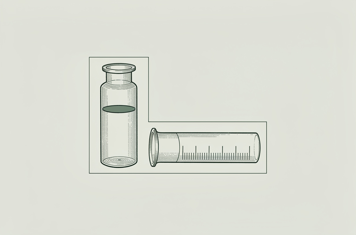 Planche technique montrant un flacon de toxine et une mesure graduée, illustrant que l’unité facturée en France est la zone et non la quantité de produit